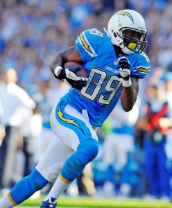 Dec 1, 2013; San Diego, CA, USA; San Diego Chargers tight end Ladarius Green (89) runs for a touchdown after a reception during the first half against the Cincinnati Bengals at Qualcomm Stadium. Mandatory Credit: Christopher Hanewinckel-USA TODAY Sports